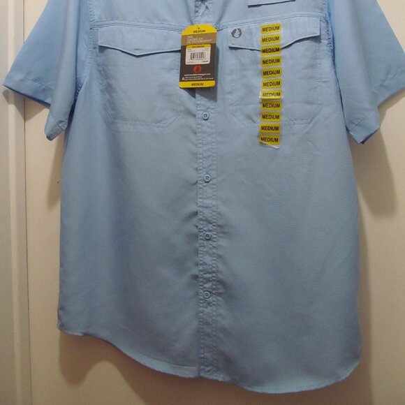 NWT The American Outdoorsman Men's Fishing Shirt UPF 40 Quick Dry Blue Sz Medium - Picture 2 of 16
